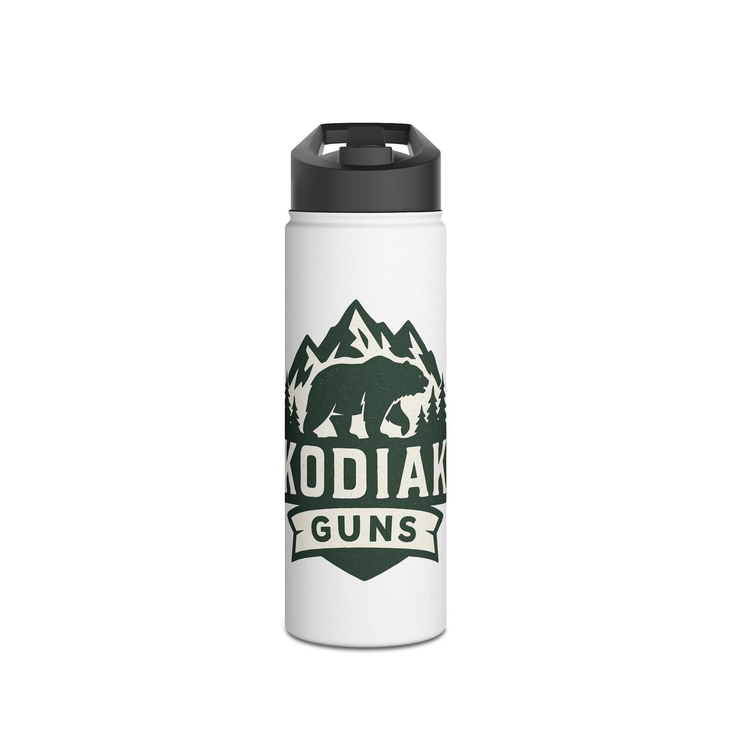Outdoor Adventure Stainless Steel Water Bottle, Eco-Friendly Hydration, Travel, Hiking, Camping, Kodiak Guns Design