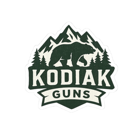 Kodiak Guns Bear-Themed Kiss-Cut Stickers, Outdoor Adventure Decor, Gift for Hunters, Laptop Stickers, Waterproof Stickers