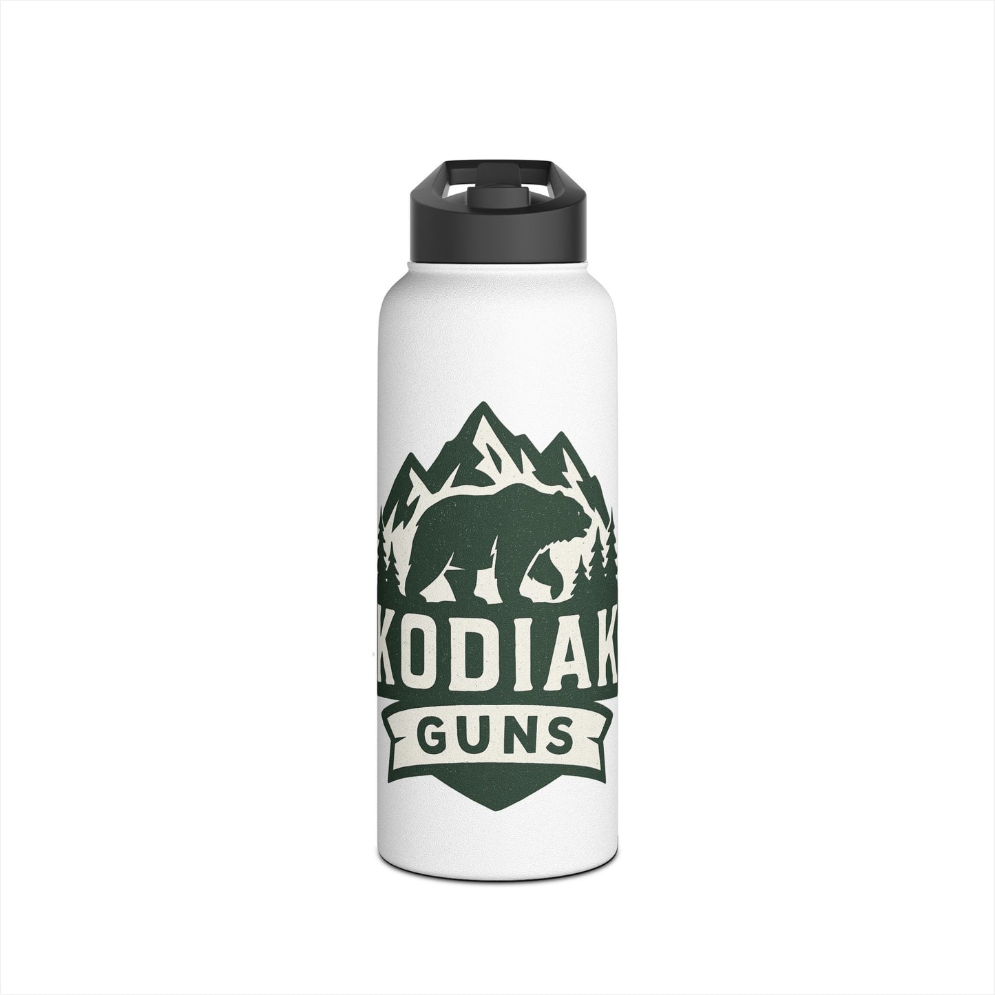 Outdoor Adventure Stainless Steel Water Bottle, Eco-Friendly Hydration, Travel, Hiking, Camping, Kodiak Guns Design